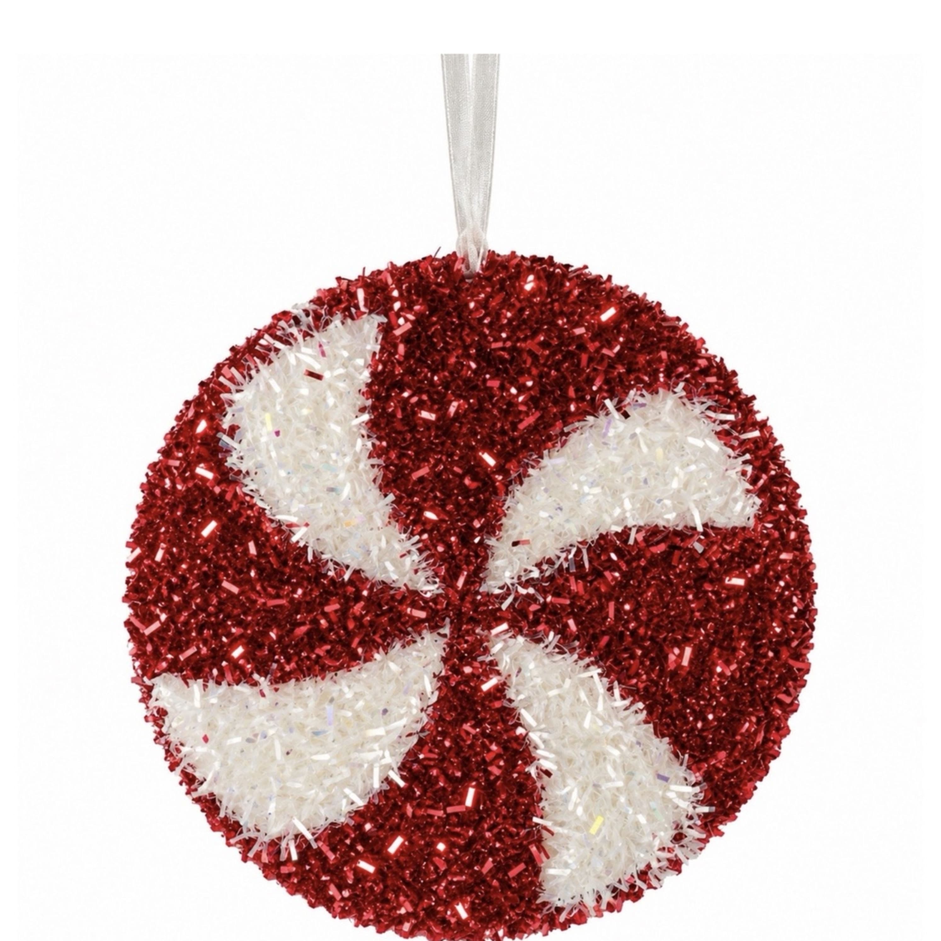 Yılbaşı Ağacı Lolipop Kırmızı Beyaz Yuvarlak Şeker Süs 14 CM