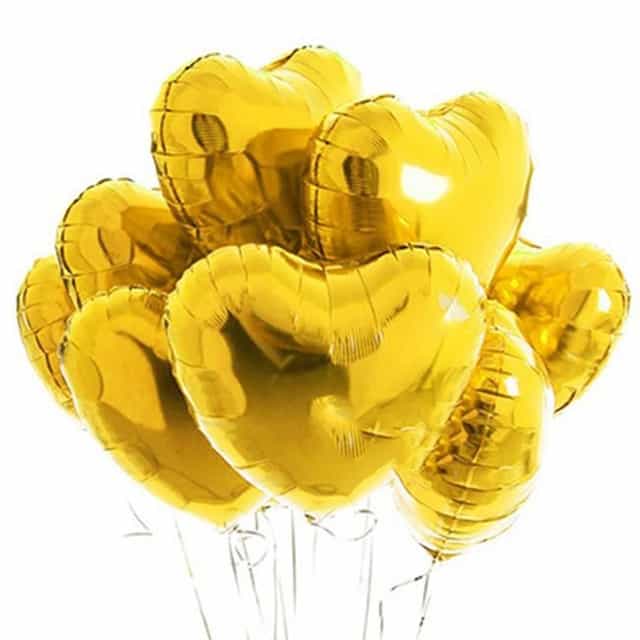 Altın Renkli Kalp Folyo Balon