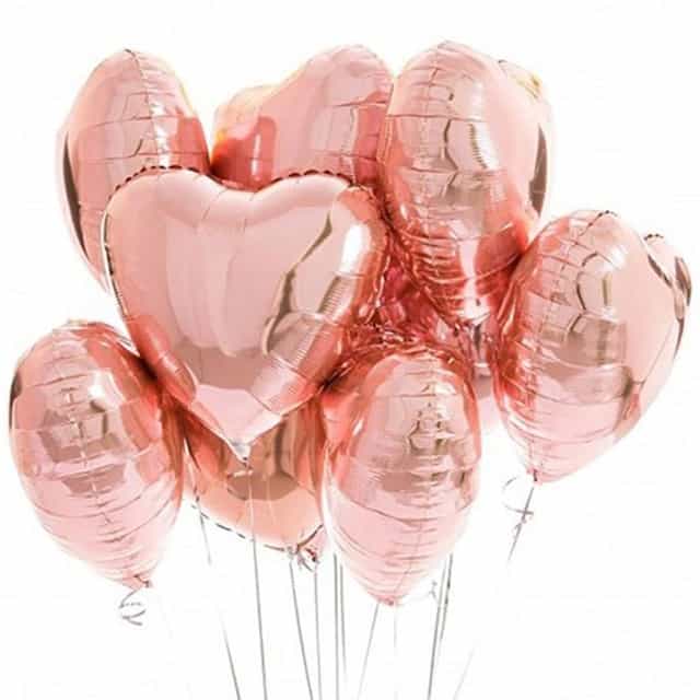 Gold Rose Renkli Kalp Folyo Balon