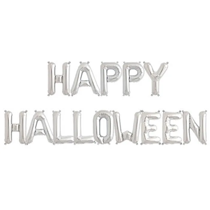Gümüş Renkli Happy Halloween Folyo Balon