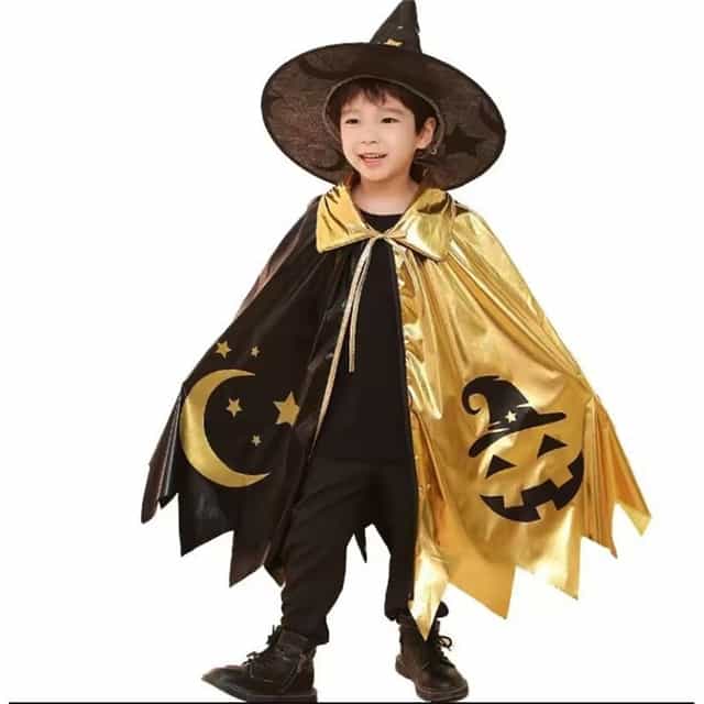 Halloween Cadı Şapkası Ve Pelerin Seti