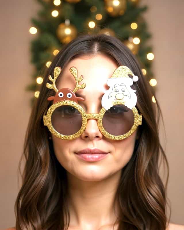 Yılbaşı Gold Renkli Geyik Parti Gözlük