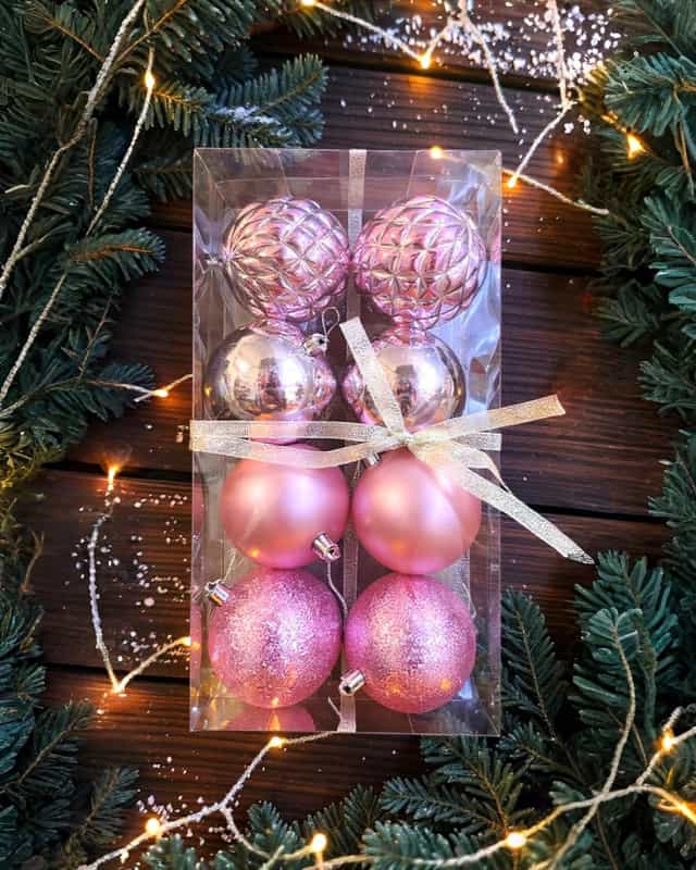 Yılbaşı Ağacı Pembe Renkli Top Süs 8 Cm