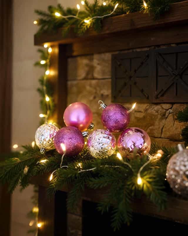 Yılbaşı Ağacı Pembe Renkli Top Süs 8 Cm