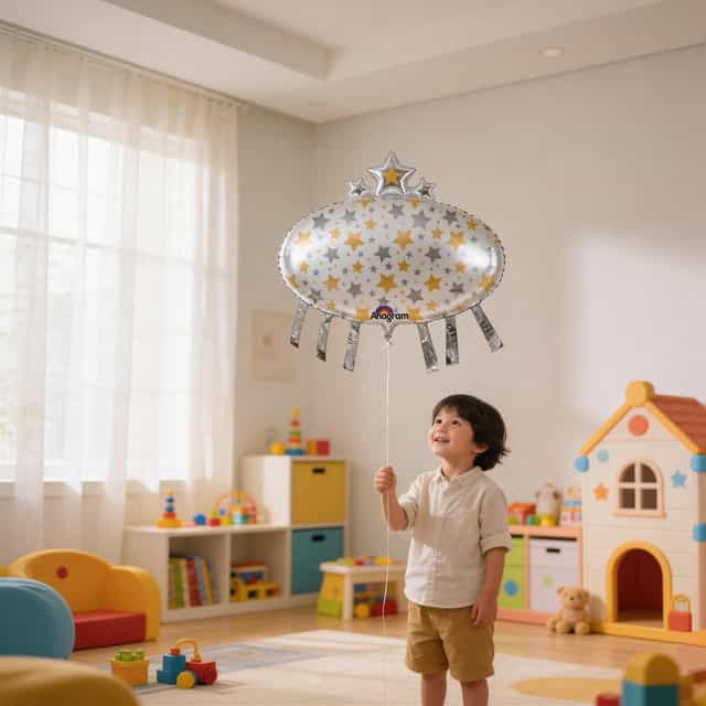 Yıldız Baskılı Oval Şekilli Folyo Balon