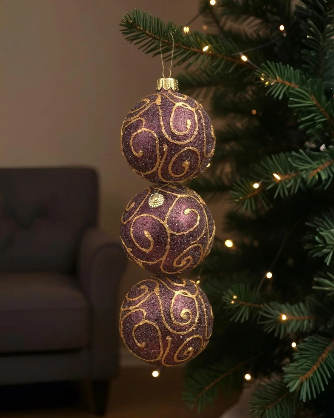 Desenli Lüks Ağaç Süsleme Topları 8 CM