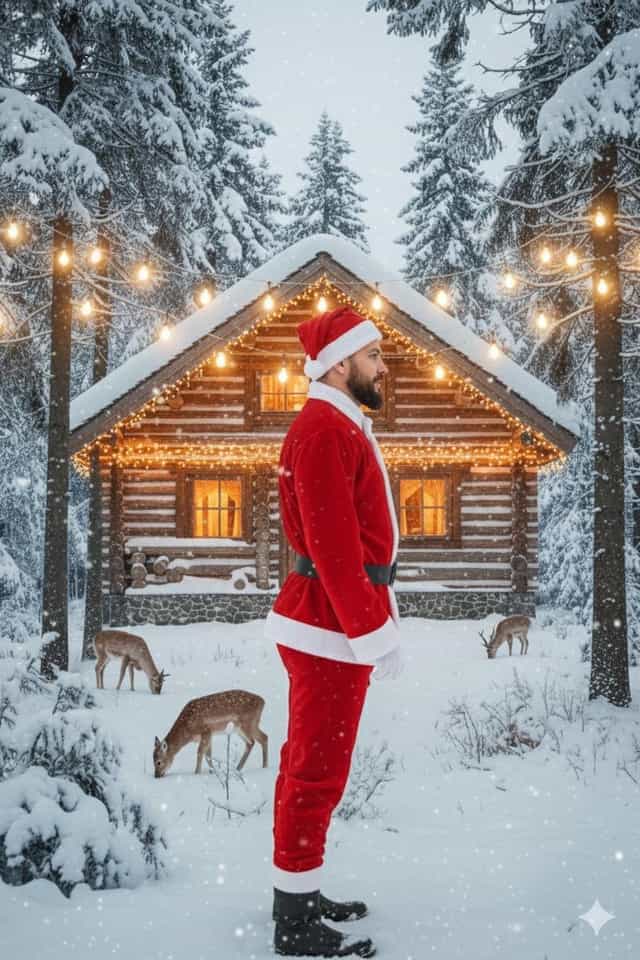 Yılbaşı Noel Baba Yetişkin-Battal Kostüm Takım