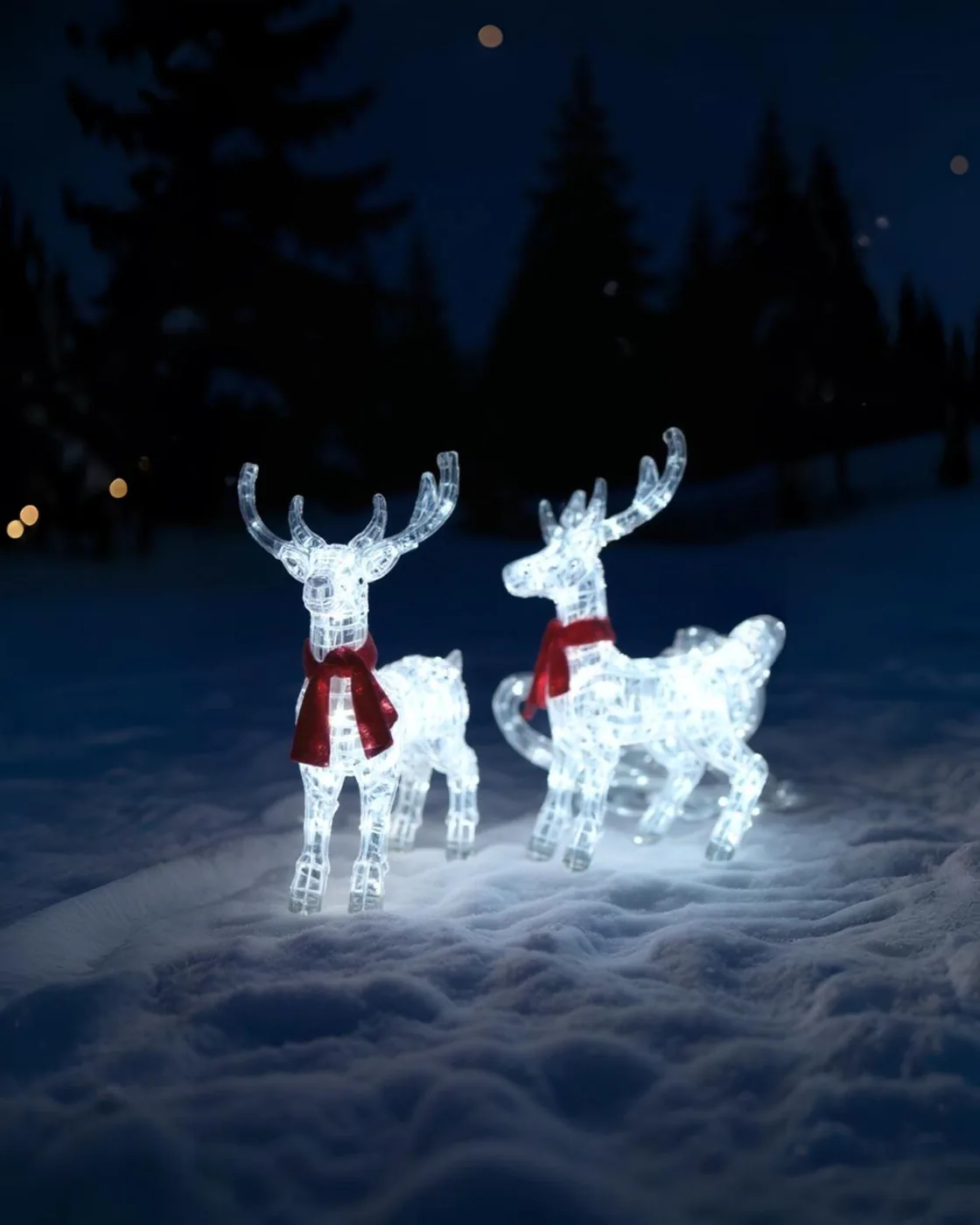 Yılbaşı Işıkllı Kızaklı 3 lÜ Geyik Seti 240 Led