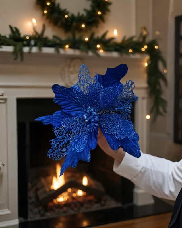 Yılbaşı Lacivert Renkli Ata Yapay Çiçek