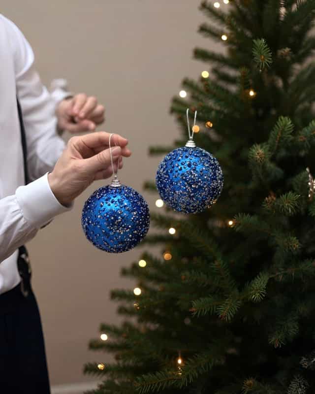 Yılbaşı Ağacı Parlement Mavisi 2 Li Top Süs 10 CM
