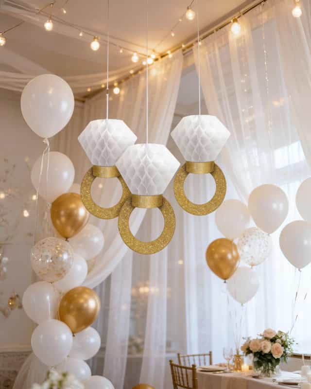 Pırlanta Yüzük Dekor Parti Süsü 3 lü Set