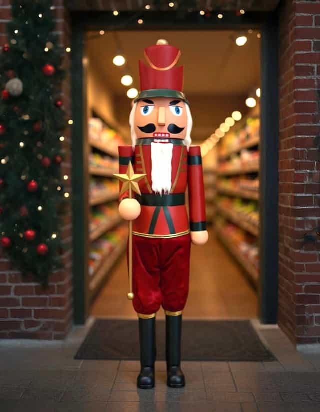 220 CM Lüks Kurşun Asker Fındıkkıran Yılbaşı Dekoru – Dış Mekan Dayanıklı El İşçiliği Model