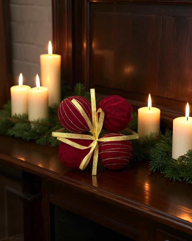 Yılbaşı Ağacı Kadife Desenli SüsTop 4 lü 10 CM