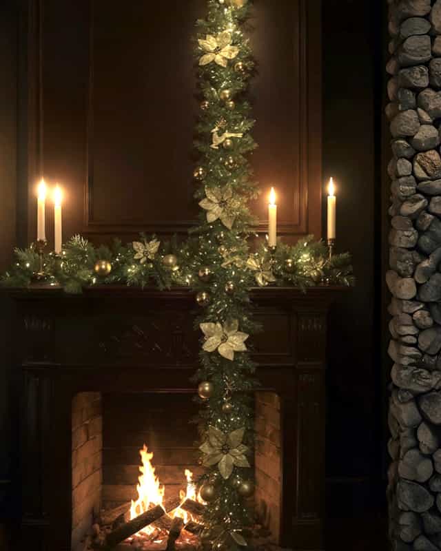 Yılbaşı Hazır Süslenmiş Gold Garland Dekor 230 CM