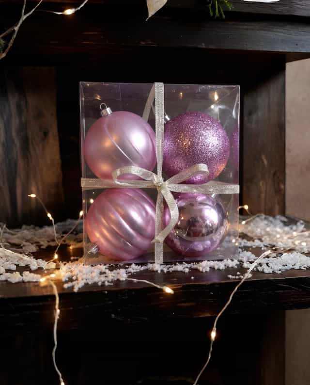 Yılbaşı Ağacı Pembe Renkli Top Süs 10 Cm