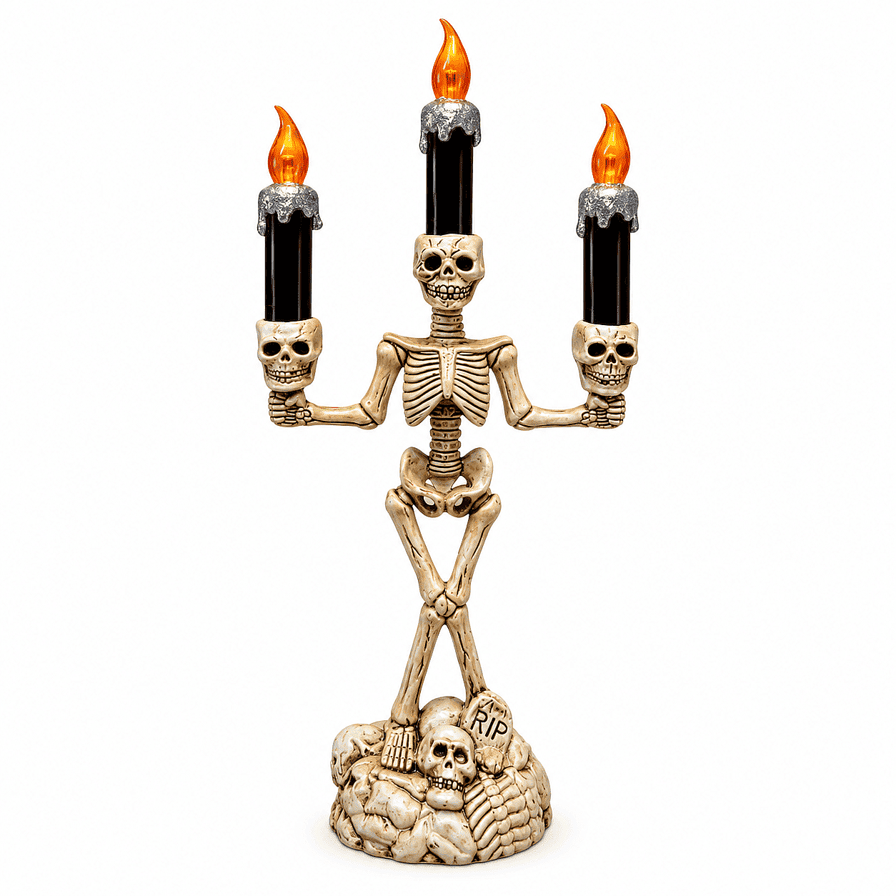 Mini İskelet Şamdan LED Mumlu Halloween Dekoru