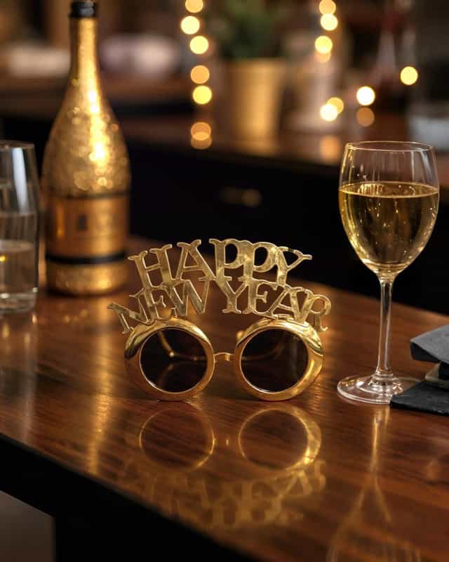 Happy New Year Gold Parti Gözlüğü