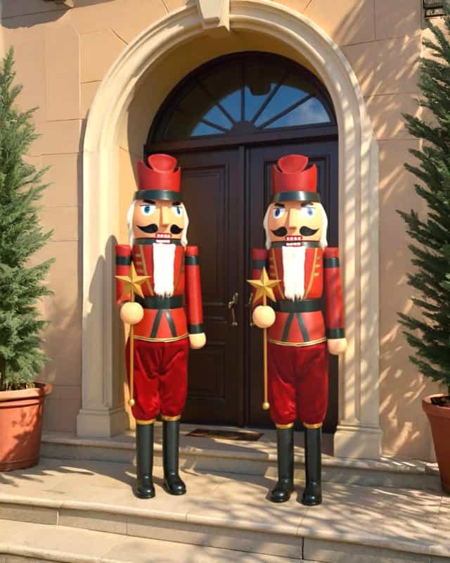 220 CM Lüks Kurşun Asker Fındıkkıran Yılbaşı Dekoru – Dış Mekan Dayanıklı El İşçiliği Model