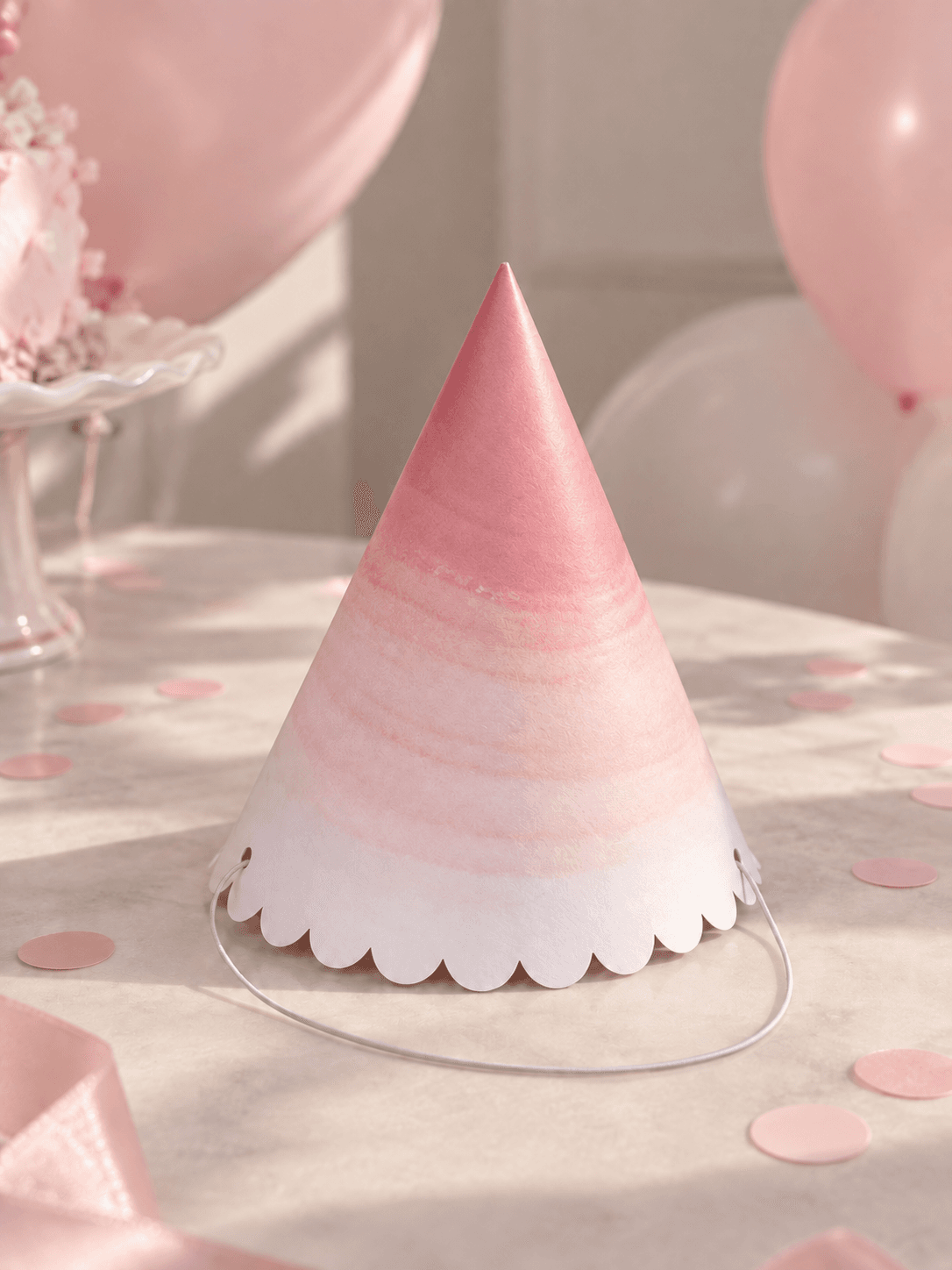 Ginger Ray Pembe Mermer Desenli Parti Şapkası 6’lı