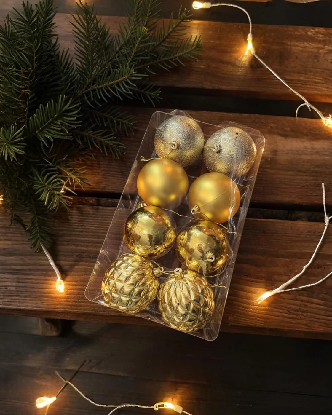 Yılbaşı Ağacı Gold 8 li Top Süs 8 CM