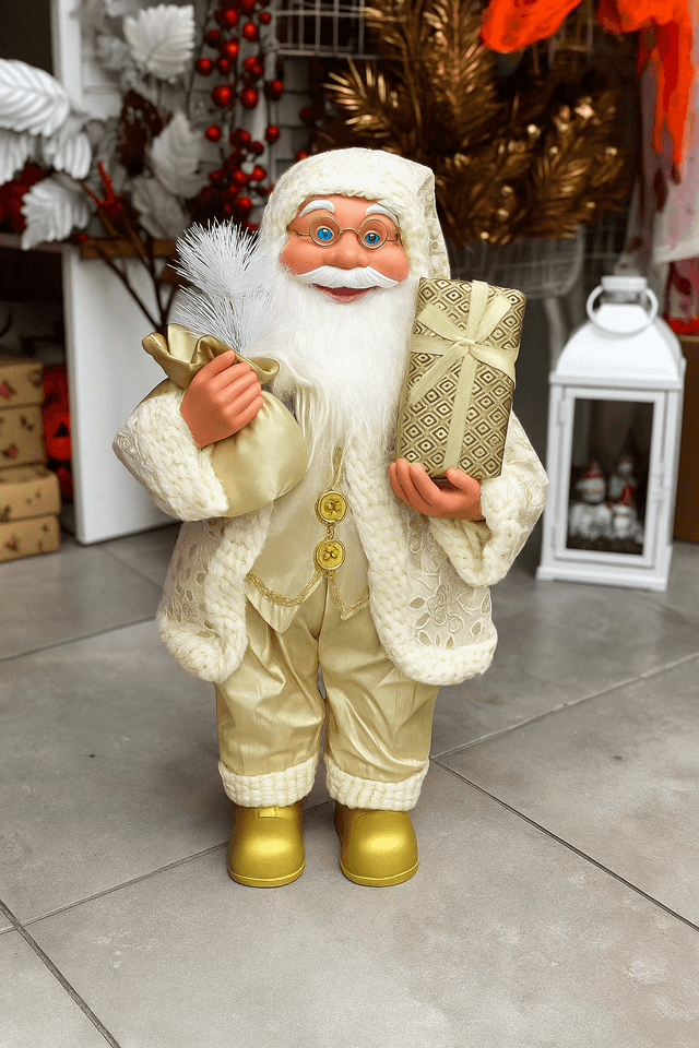 Yılbaşı Noel Baba Beyaz Altın 62 cm