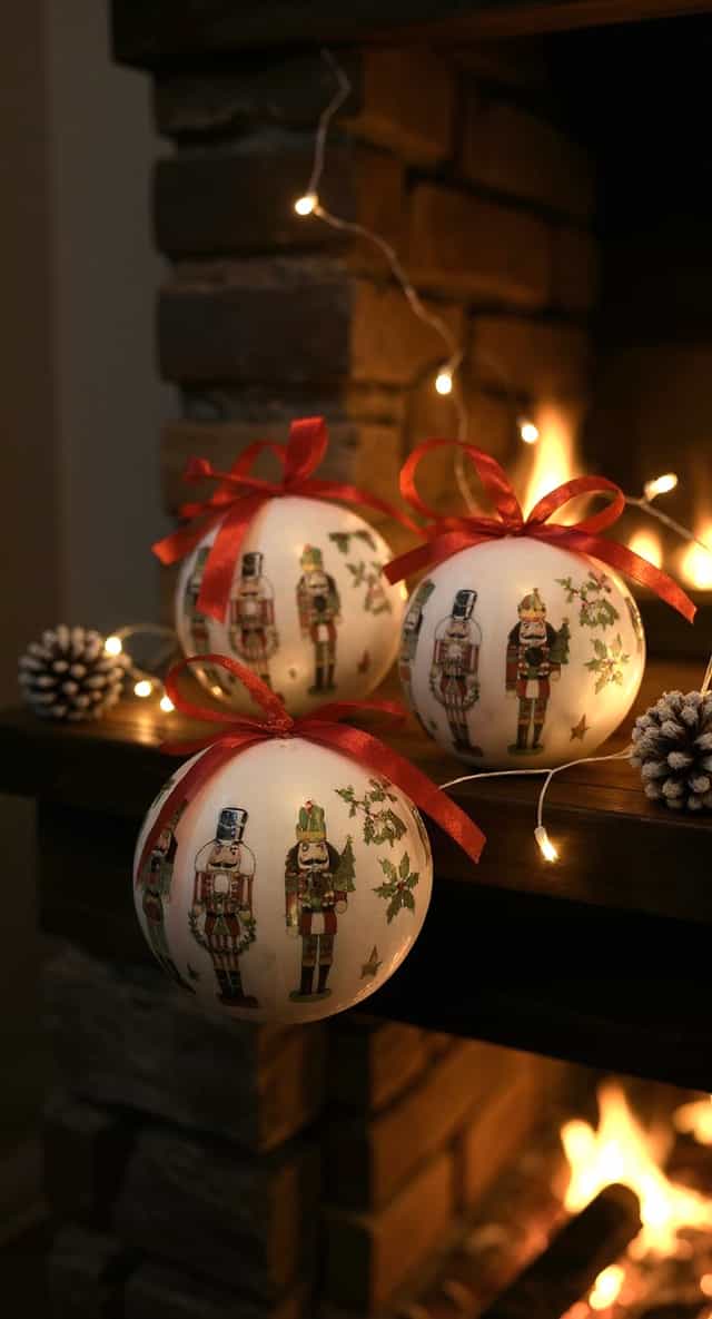 Market Kurşun Asker Desenli Yılbaşı Top Süs 8 Cm