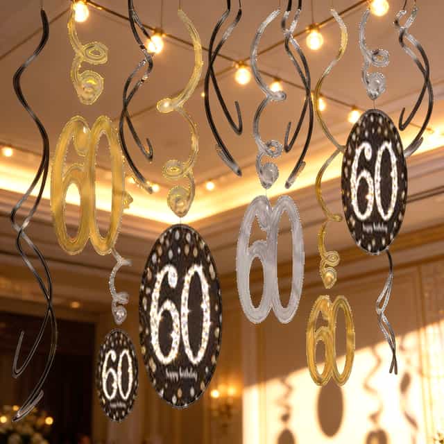 Amscan 60 Yaş Temalı Siyah Gold Parlak İp Süs