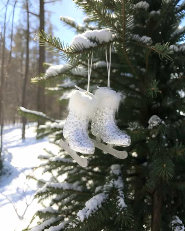 Yılbaşı Ağacı 3lü Paten Süs Beyaz