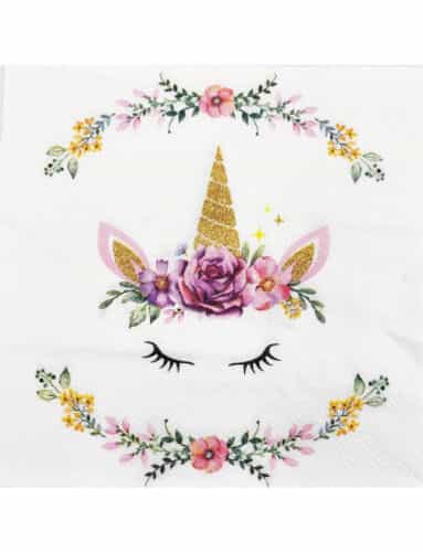 Unicorn Temalı Çiçekli Renkli Peçete – 20 Adet
