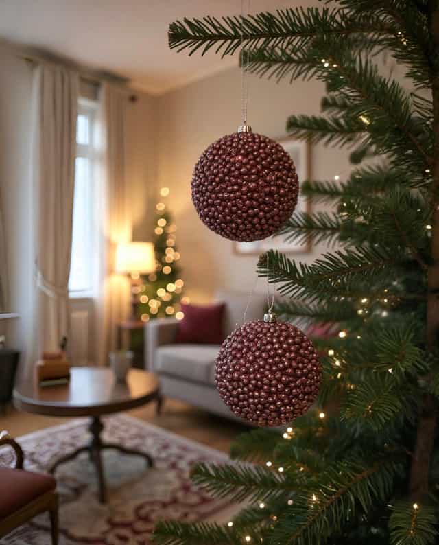 Yılbaşı Gülkurusu 3 lü Top Ağaç Süs 8 CM