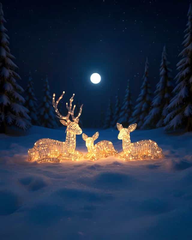 Yılbaşı 3 lü Geyik Ailesi 375 ledli