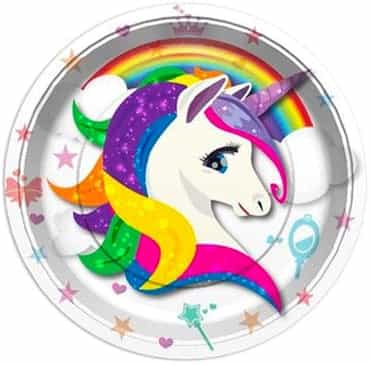 Unicorn Rainbow Karton Tabak 23 Cm 8li