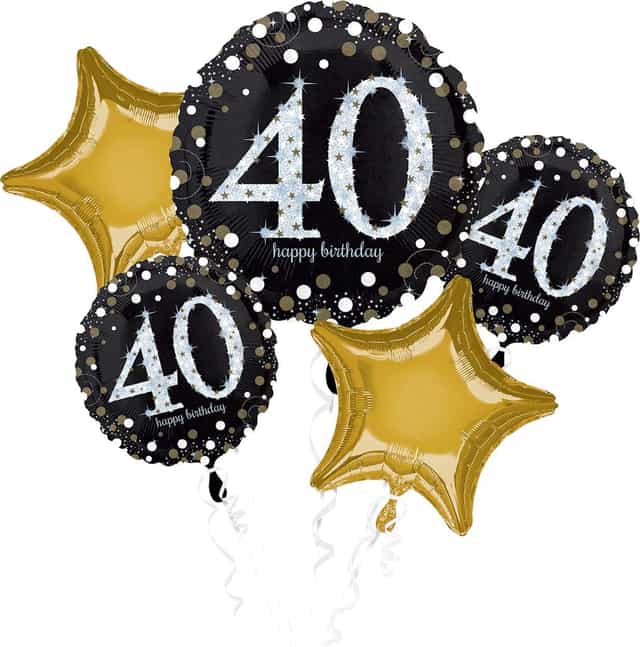 40 Yaş Balon Demeti | Şişirilmiş Uçan Folyo Balon Buketi – İstanbul İçi Teslimat