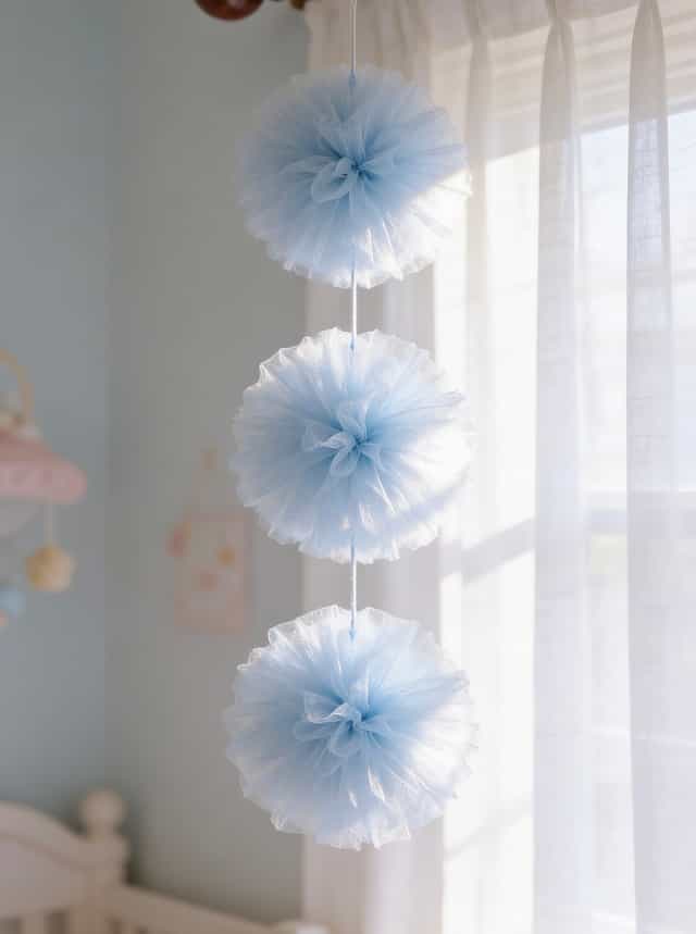 3lü Tül Ponpon Süs Asılabilir Dekoratif Parti Süsü