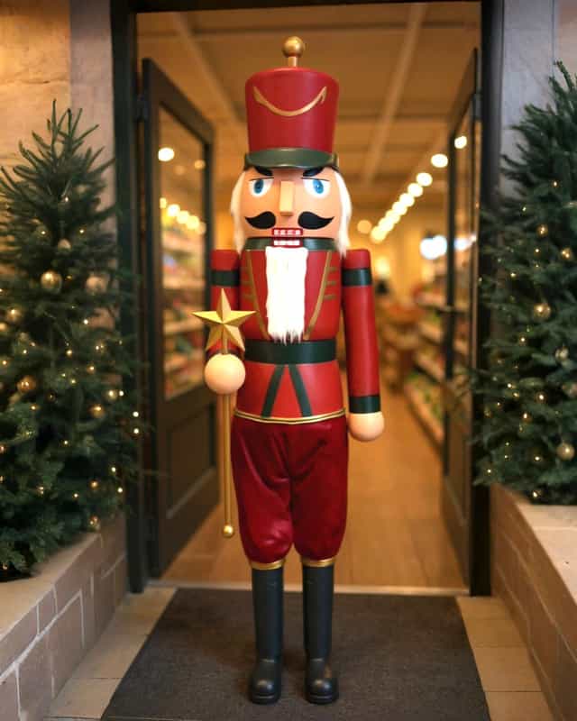 220 CM Lüks Kurşun Asker Fındıkkıran Yılbaşı Dekoru – Dış Mekan Dayanıklı El İşçiliği Model