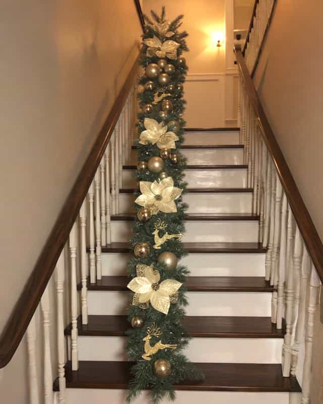 Yılbaşı Hazır Süslenmiş Gold Garland Dekor 230 CM