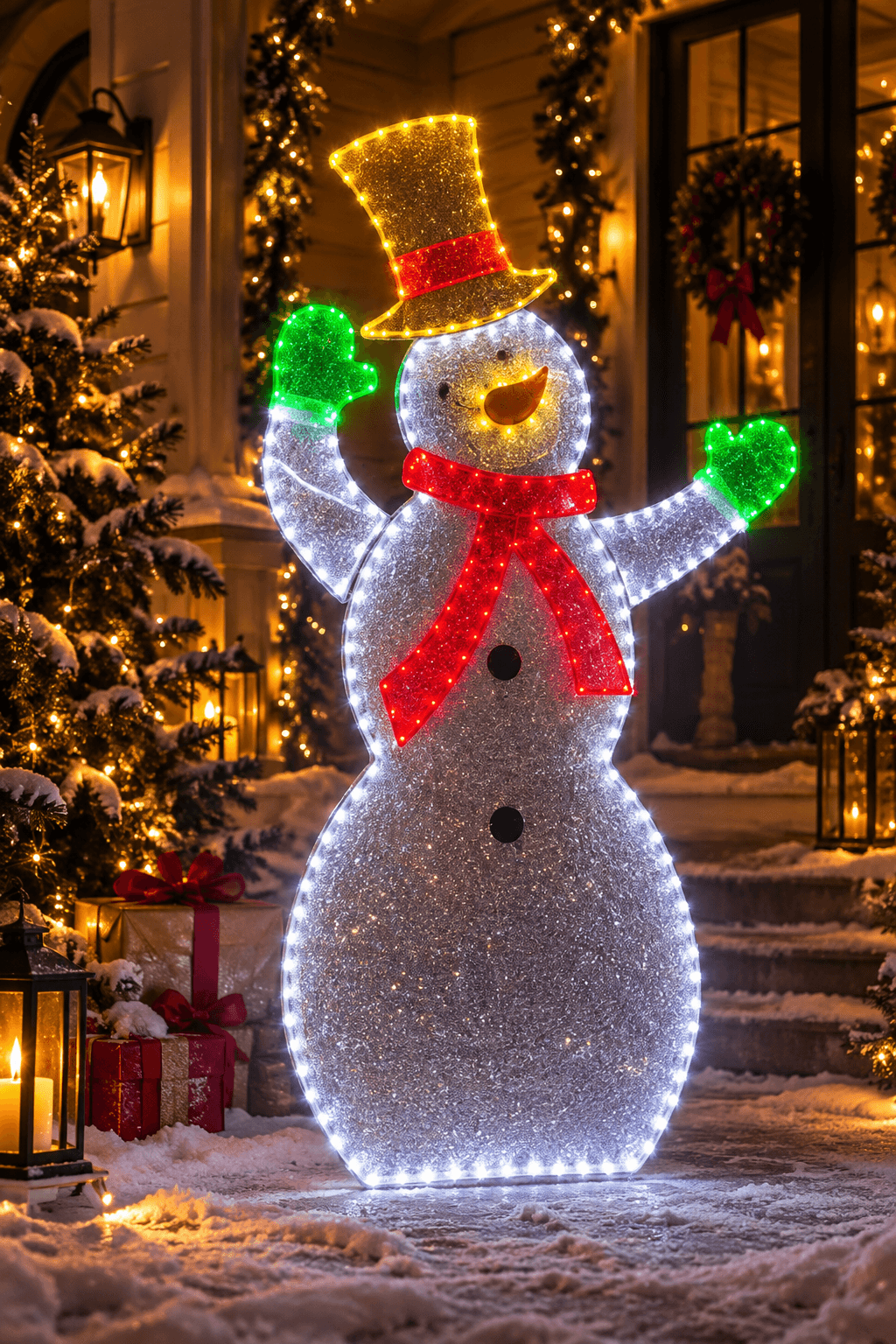 125 CM Led Işıklı Kardan Adam Figürü – 381 LED, 6 Işık Modu, Dış Mekan Yılbaşı Dekoru