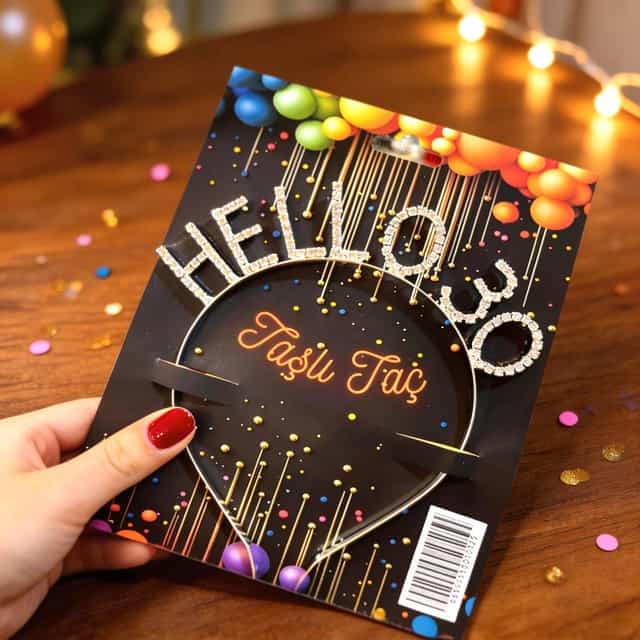 Hello 30 Kristal Taşlı Parti Tacı