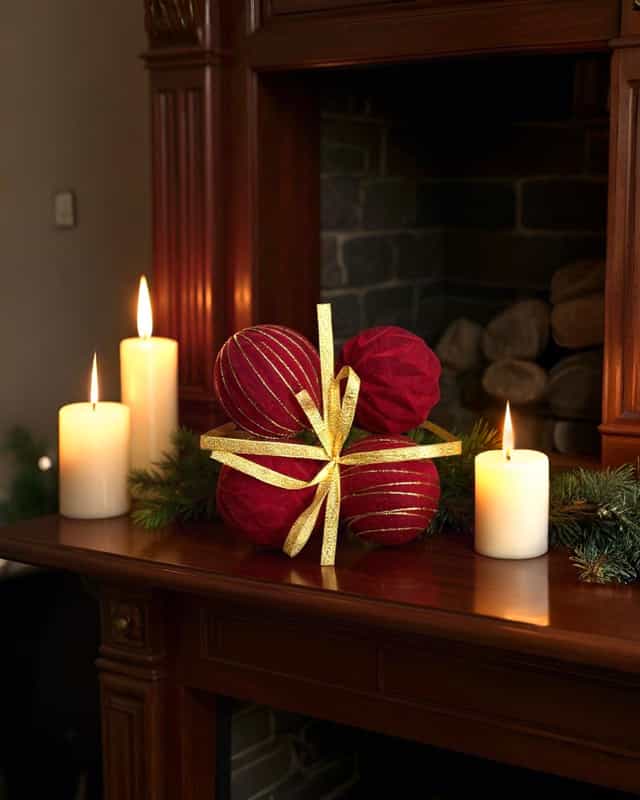 Yılbaşı Ağacı Kadife Desenli SüsTop 4 lü 10 CM