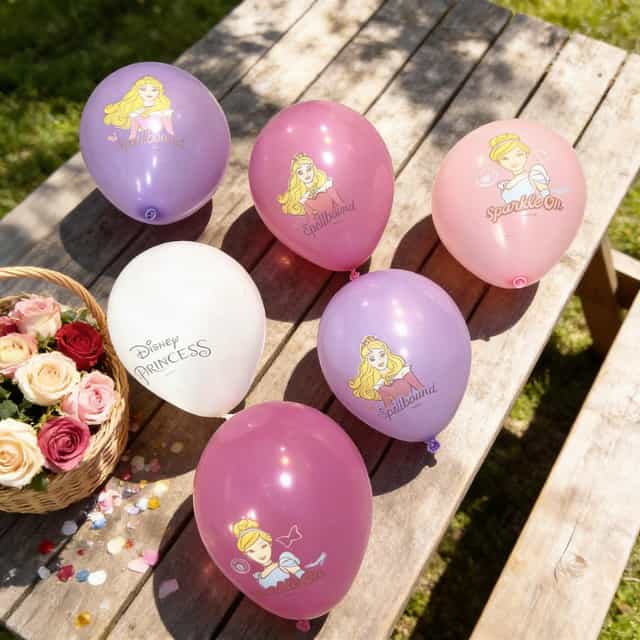 Prenses Temalı Lateks Balon 6 Adet | Prenses Doğum Günü Balon Seti