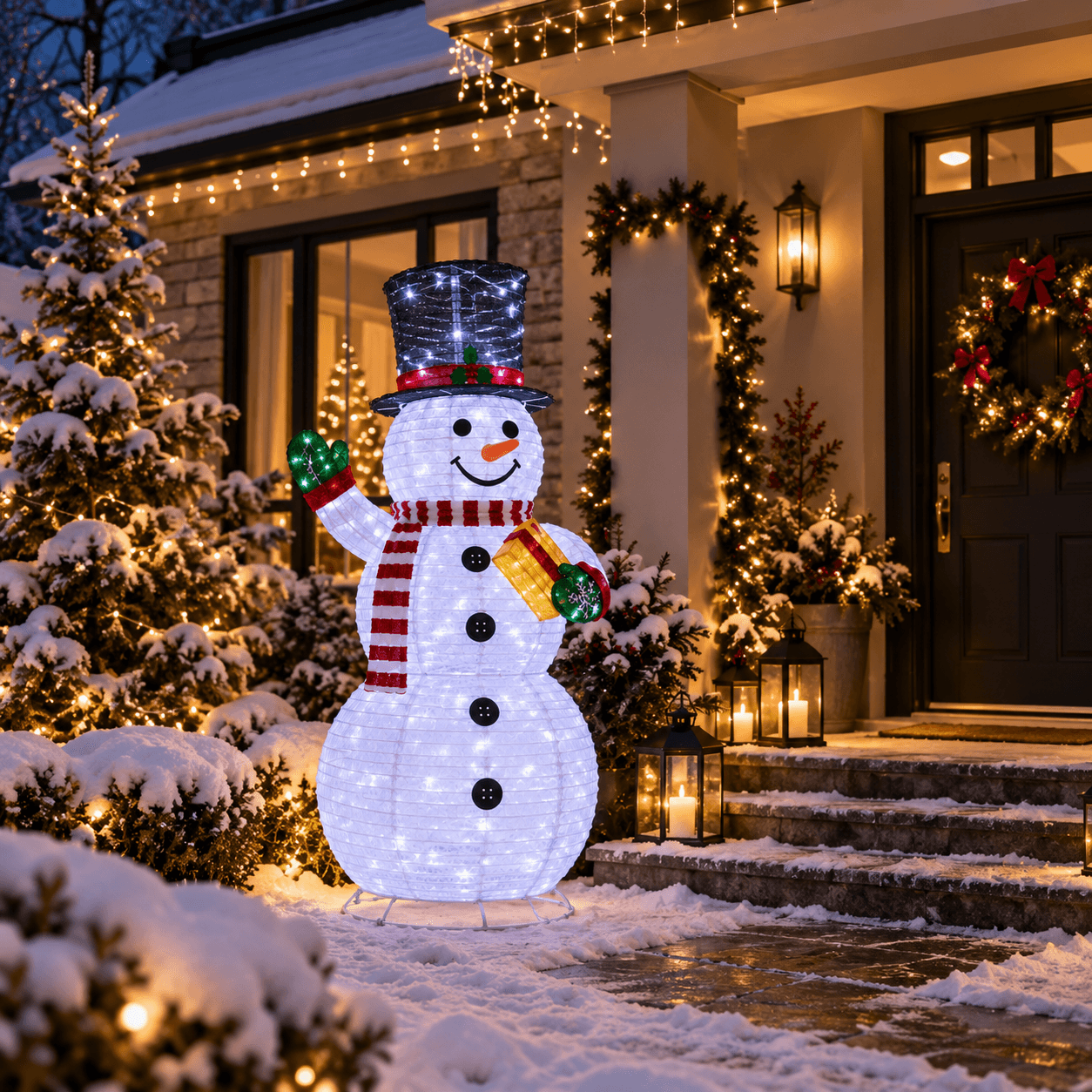 Yılbaşı Led Işıklı Kardan Adam Figürü 180 cm