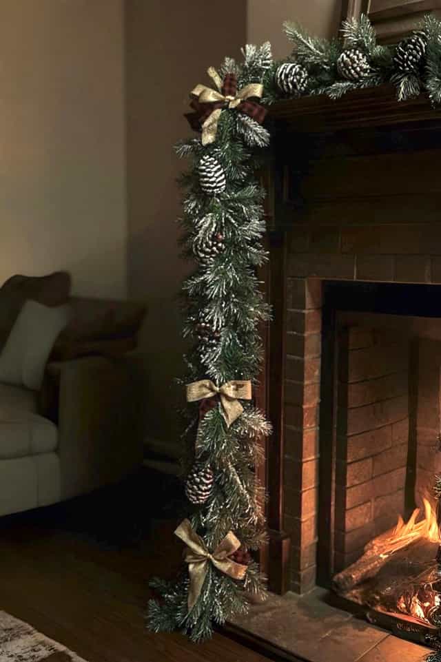 Yeşil Karlı Garland Dekor Süs Hazır Süslenmiş 230*25 CM