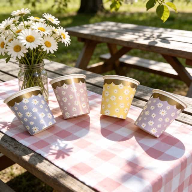 Papatya Desenli 24 lü Karton Bardak