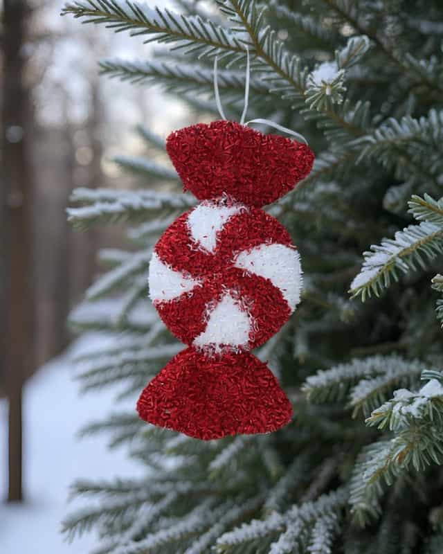 Yılbaşı Ağaç Süsü Dekoratif Simli Şeker süs 25 cm