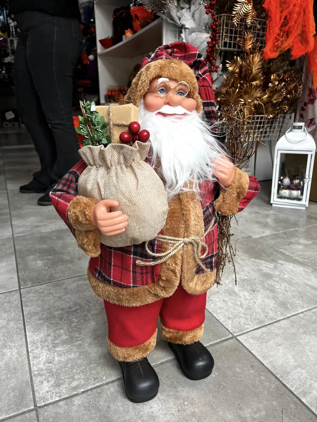Noel Baba Hediye Paketli Dekor Süs 62 cm