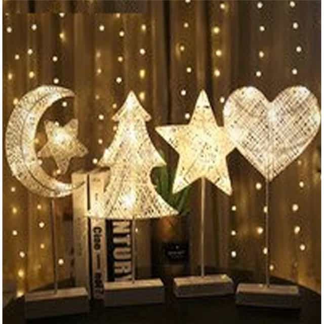 Kalp Rattan Metal Ayaklı Yüksek Kaliteli Dekoratif Gece Lambası