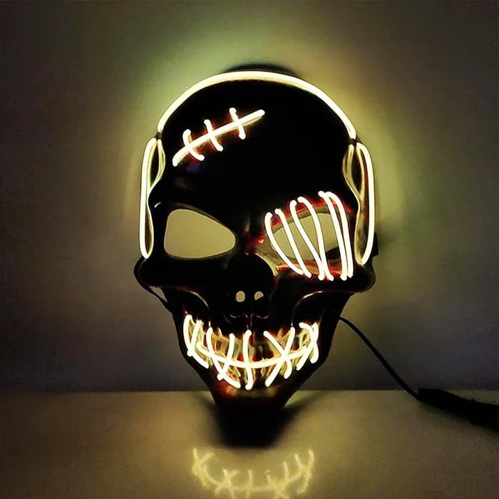Led Işıklı Cadılar Bayramı Kuru Kafa Maske