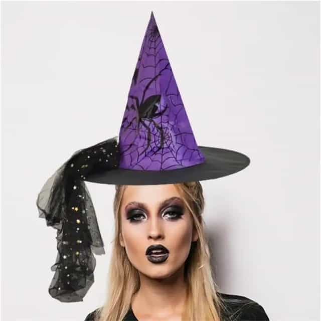 Mor Örümcekli Cadı Şapka