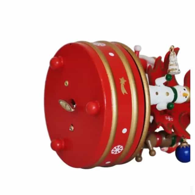 Müzikli Kırmızı Yılbaşı Ağaçlı Ahşap Dekor