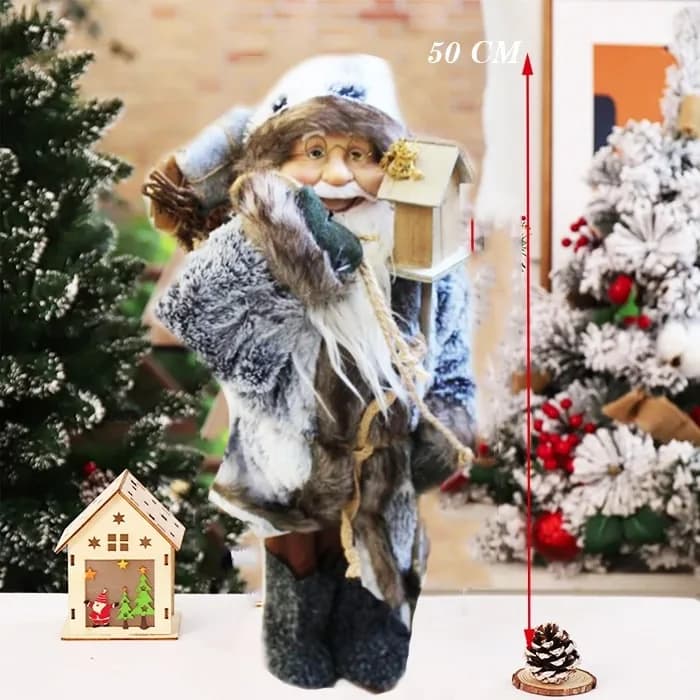 Yılbaşı Gri Renkli Noel Baba Dekor Süs
